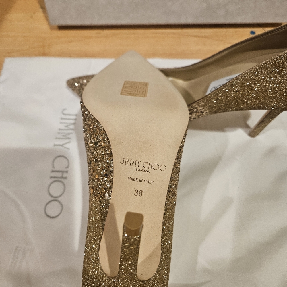 Jimmy Choo Women's Abel Gold Glitter Fabric - Picture 11 of 11